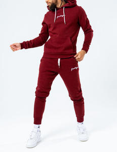 Usine de haute qualité Logo personnalisé décontracté à capuche costume de sport sain respirant coupe-vent 100% coton coupe ajustée couleur unie survêtement - Product Image 2