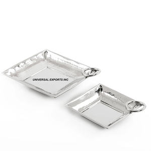 Ensemble de deux plateaux à chocolat en métal argenté fini à la main plateau à chocolat classique élégant nouveau plateau à chocolat - Product Image 1