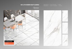 Statuario Carrara กระเบื้องพอร์ซเลนขัดเงาทันสมัยรูปปั้นขัดเงา Carrara gvt pgvt กระเบื้องปูพื้นพอร์ซเลน600x1200mm - Product Image 6