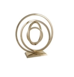 Sculpture décorative moderne en aluminium faite à la main pour la décoration de la maison, table, voyage - Base noire plaquée or - Product Image 2