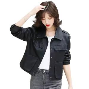 Manteau en cuir d'agneau véritable pour homme, style locomotive, nouvelle collection hiver, court, indestructible, style coréen, décontracté, imperméable, écologique, coupe-vent - Product Image 5