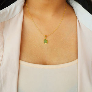 สร้อยคอจี้ไพลินธรรมชาติดิบ24K ชุบทองปรับแต่งเสน่ห์ได้ตามต้องการ - Product Image 3