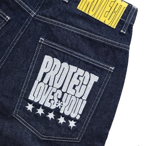 Design personnalisé Logo brodé Street Style Summer Y2K Pure Cotton Denim Washed Shorts Street Wear Jean Baggy Shorts - Product Image 3