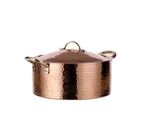 Casserole en cuivre Design rond martelé poignée en laiton et couvercle en cuivre Casserole en cuivre à prix bon marché