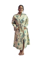 Peignoir floral imprimé à la main en coton 100% pour femmes, fait à la main, classique, décontracté, respirant, lisse, vacances, hiver, été, automne