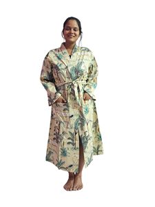 100% Cotton Handblock Printed Floral Bathrobe for Women Handmade Classic Casual Breathable Smooth Vacation Winter Summer Autumn - Product Image 4