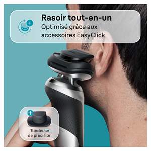 Rasoir électrique sans fil argenté pour homme, tondeuse de précision, utilisation humide/sèche, rechargeable, base de charge, IPX7, avec grille de rechange - Product Image 3