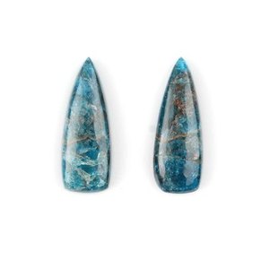 Pierre précieuse en vrac d'apatite au néon bleu naturel poli 10x30mm en forme de trillion de quartz cabochon à dos plat calibré par le fournisseur - Product Image 6