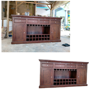 Meuble de bar à domicile en bois de mahogany massif, armoire à vin antique, porte-bouteilles réglable, porte-verres, armoire de bar de luxe