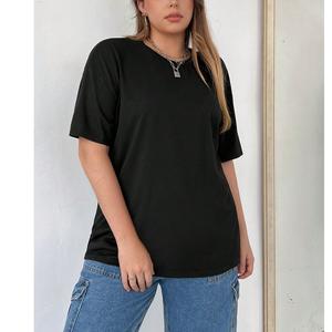 T-shirt d'été Prix de gros Fabricants de vêtements T-shirts pour femmes 100% coton unis personnalisés T-shirts grande taille pour dames - Product Image 2