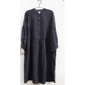 Vestido de Lino Negro Personalizable ERINA con Cremalleras y Volantes, Largo hasta el Suelo o hasta la Rodilla, Tallas XS-XL, para Días Festivos y Celebraciones, ODM Personalizado - Product Image 4