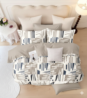 Parure de lit de luxe 3 pièces en microfibre tissée 100 % biologique, 100 fils/cm², taille King, drap-housse doux et rafraîchissant, imprimé moderne, garnissage en polyester