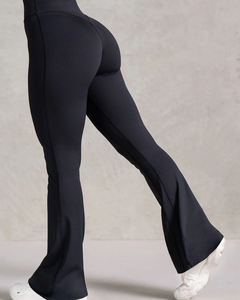 Leggings en tissu d'élastine sans couture pour femmes fond ouvert Style de fitness décontracté avec Logo taille motif solide été Style de fond ouvert - Product Image 1