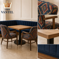 Ensemble de mobilier de restaurant d'hôtel de style bohème personnalisé, table à manger bleue, banquette, chaises rembourrées, projet hôtelier