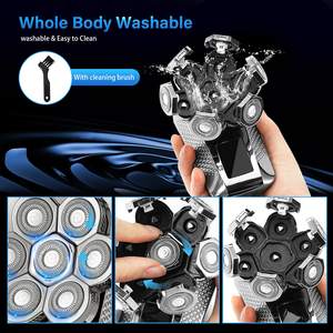 Kit de Afeitado Rotatorio Inalámbrico Recargable, Afeitadora Eléctrica para Hombre, Resistente al Agua IPX7, para Cara Calva, Uso en Seco/Húmedo, Lavable - Product Image 3