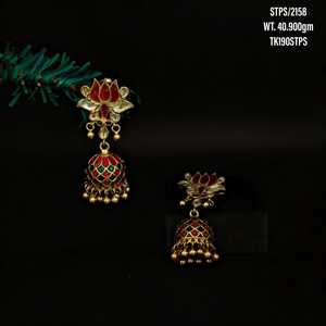 Grosir Gratis Pengiriman Promosi Nyata 925 Sterling Silver Stud Earring Vintage Jhumka Indian Mode Anting Perhiasan