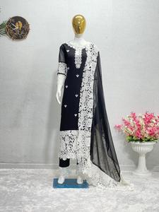 NUEVO DISEÑADOR FIESTA WEAR HEAVY CHINE COSTADO, CON REAL ESPEJO TRABAJO TOP CON DUPATTA A PRECIO AL POR MAYOR VESTIDO DE DISEÑADOR PARA MUJER - Product Image 4