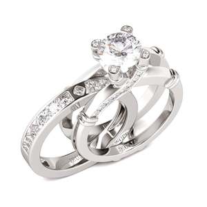Ensemble de bagues interchangeables en argent sterling Jeulia - Coupe ronde - Occasion mariage - Product Image 1