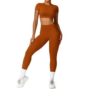 <b>Women's</b> Winter Yoga Sets Breathable Quick Dry <b>Long</b> Sleeve Gym Fitness Yoga Tight Jacket Bra <b>Shorts</b> Workout Leggings OEM - Product Image 2