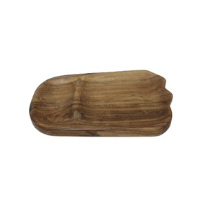 Plateau de service en bois naturel de forme ovale, plat et assiette finis bruns pour la maison et le restaurant faits à la main en vrac - Product Image 5