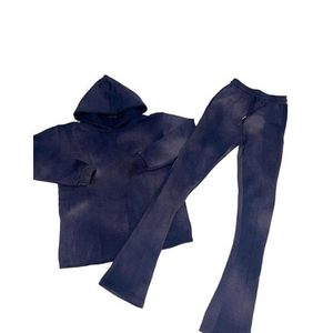 Pantalon de survêtement évasé avec logo personnalisé et délavé à l'acide pour hommes, survêtement baggy à capuche, grande taille pour l'été - Product Image 5