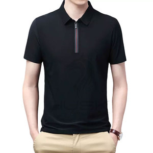 เสื้อโปโลระบายอากาศผ้าฝ้าย100% 2022สำหรับผู้ชายเสื้อโปโลมีซิปแขนสั้นมีซิปสำหรับผู้ชาย - Product Image 3