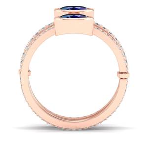 REYES Classic Blue <b>Sapphire</b> Gemstone <b>Ring</b> in 925 Sterling Silver GRA Certified Moissanite Engagement Statement <b>Rings</b> <b>For</b> <b>Women</b> - Product Image 4