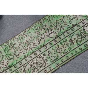 Alfombra Vintage turca de 16 'X 31 ', Alfombra de área grande, diseño de retazos verdes de gran tamaño, Alfombra de habitación de pasillo rectangular abstracta de látex de viscosa de lana - Product Image 5