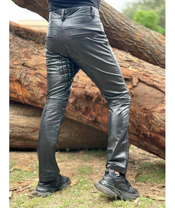 Pantalones de piel de cordero auténtica para hombre 2025 personalizados, pantalones impermeables ajustados para motociclista, a prueba de viento, en tallas grandes - Product Image 2