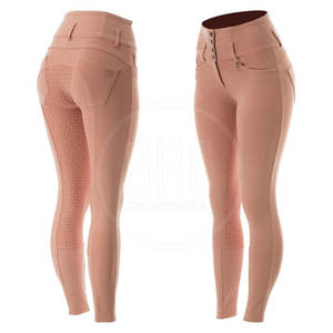 Pantalones ecuestres de Spandex de alta calidad para mujer, pantalones estampados de silicona OEM con logotipo personalizado para montar a caballo, precio al por mayor - Product Image 1