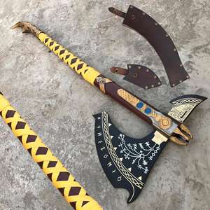 Hache Leviathan Kraatos en acier inoxydable faite à la main, version grandeur nature, inspirée de GOW, entièrement mise à niveau, niveau 7, manche en bois, COSPLAY - Product Image 4