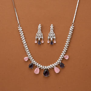 Beautiful Designer Cubic Zirconia Classic Necklace With Rhodium Plating - Product Image 4