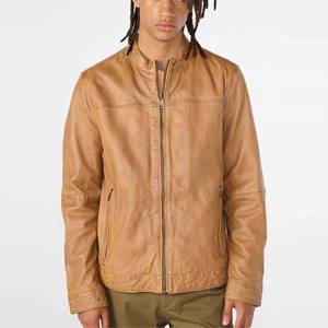 Veste en cuir camel véritable pour hommes-Cuir véritable de qualité supérieure avec style classique, parfaite pour les tenues décontractées, les tenues de motard - Product Image 4