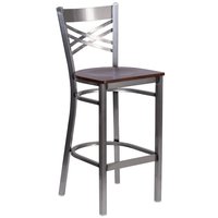 Tabouret de bar moderne au look luxueux avec assise rembourrée épaisse et base métallique stable, design contemporain pour hôtel et cuisine extérieure
