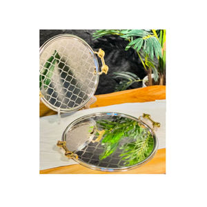 Plateau à Dessert alimentaire Organisateur de maison et d'ustensiles de cuisine Plateau de service à thé et à café rond moderne par Indian Metal World - Product Image 1