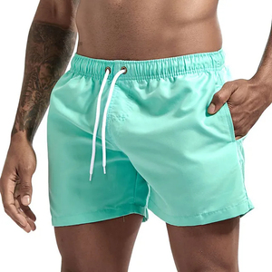Pantalones cortos personalizados para hombre con cordón para correr al aire libre bolsillo Color sólido cómodos pantalones cortos transpirables de mezcla de algodón - Product Image 3