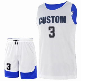 Uniformes de Baloncesto Personalizados para Hombre, Impresión OEM, Conjunto de Jersey Reversible de Malla Azul Cielo para Adultos, Antibacteriano, de Secado Rápido y Protección UV - Product Image 1