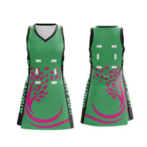 Robe de netball ajustée pour femmes, uniforme vert brun camouflage, évacuation de l'humidité, respirante, couleurs personnalisables, logo avant, vente flash - Product Image 3