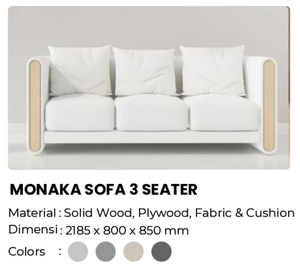 Canapé trois places minimaliste avec revêtement en tissu et accoudoirs en bois pour salon - Product Image 6