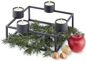 Support de bougie chauffe-plat en fer noir mat au design classique élégant et luxueux, cadre carré pour 4 bougies, décoration d'intérieur en métal - Product Image 2