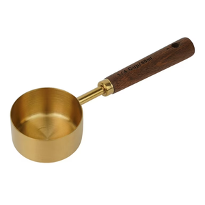 ถ้วยตวงและช้อนตวงทองเหลืองและไม้เมล็ดกาแฟประกอบด้วยช้อนโต๊ะด้ามไม้ล่าสุด - Product Image 6