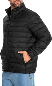 Proveedor de chaqueta acolchada con capucha personalizada para hombre, ropa de abrigo acolchada ligera con bolsillo frontal para actividades al aire libre - Product Image 4