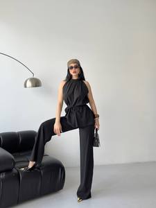 Mono elegante con cuello halter para mujer, estilo turco, personalizable, para discoteca, venta al por mayor, atuendo de moda moderno, ropa de calle holgada - Product Image 3