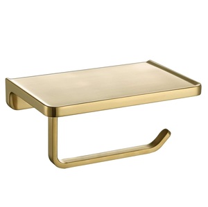 High Quality Metal Bathroom Toilet Paper Holder <b>Brushed</b> Brass Wall Mount Toilet Roll Holder Stainless Steel - Product Image 2