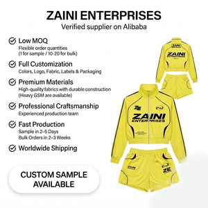 Conjunto de 2 Piezas para Mujer, Chaqueta Cortavientos con Capucha de Poliéster/Nailon de 300g y Pantalones Cortos, Panel Amarillo y Negro, Secado Rápido, Invierno - Product Image 1