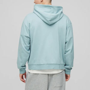 Nouveauté : sweat à capuche pour homme 100% coton, fermeture éclair intégrale, uni, teinture unie, surdimensionné, épaules tombantes, poids lourd, logo personnalisé - Product Image 6