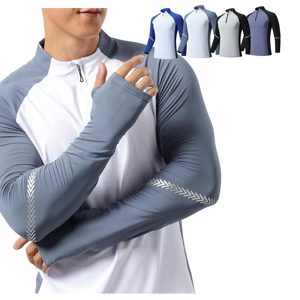 Ropa deportiva para hombre, camisetas de manga larga con media cremallera, Camiseta deportiva de manga larga con cremallera, camiseta de compresión para gimnasio para hombre, envío DDP - Product Image 1