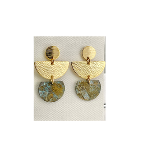 2025 Kansas Famous Jewelry Unique Bronze & <b>Brass</b> USA Made of <b>Sheet</b> Rectangle Handmade <b>Brass</b> cute floral stud earrings - Product Image 4