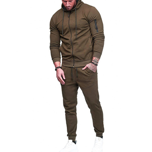 Chándal deportivo para hombre, juego de entrenamiento de dos piezas de algodón y poliéster, fábrica OEM - Product Image 3