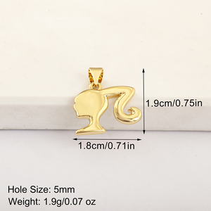 Liontin Siluet Wanita Berlapis Emas QIKU dengan Zirkonia Kubik, Figur Wanita Bergaya, Perhiasan Fashion untuk Kalung DIY Grosir - Product Image 6